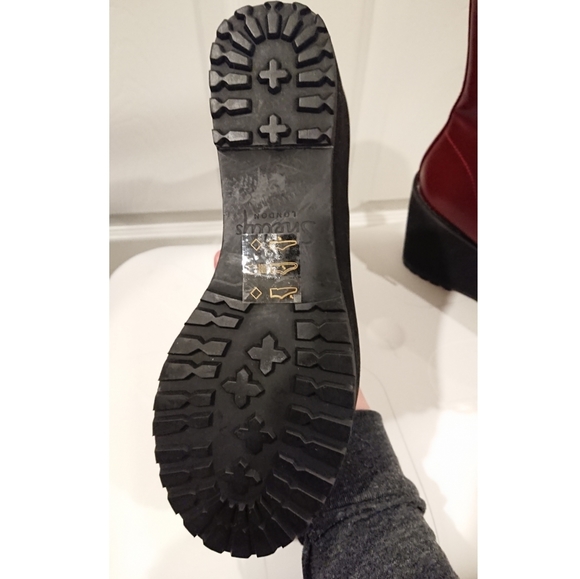 Red platform combat boots - Picture 3 of 4